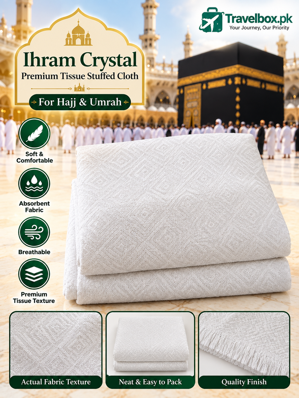 Ihram Crystal – Premium Tissue Ihram for Men for Hajj & Umrah