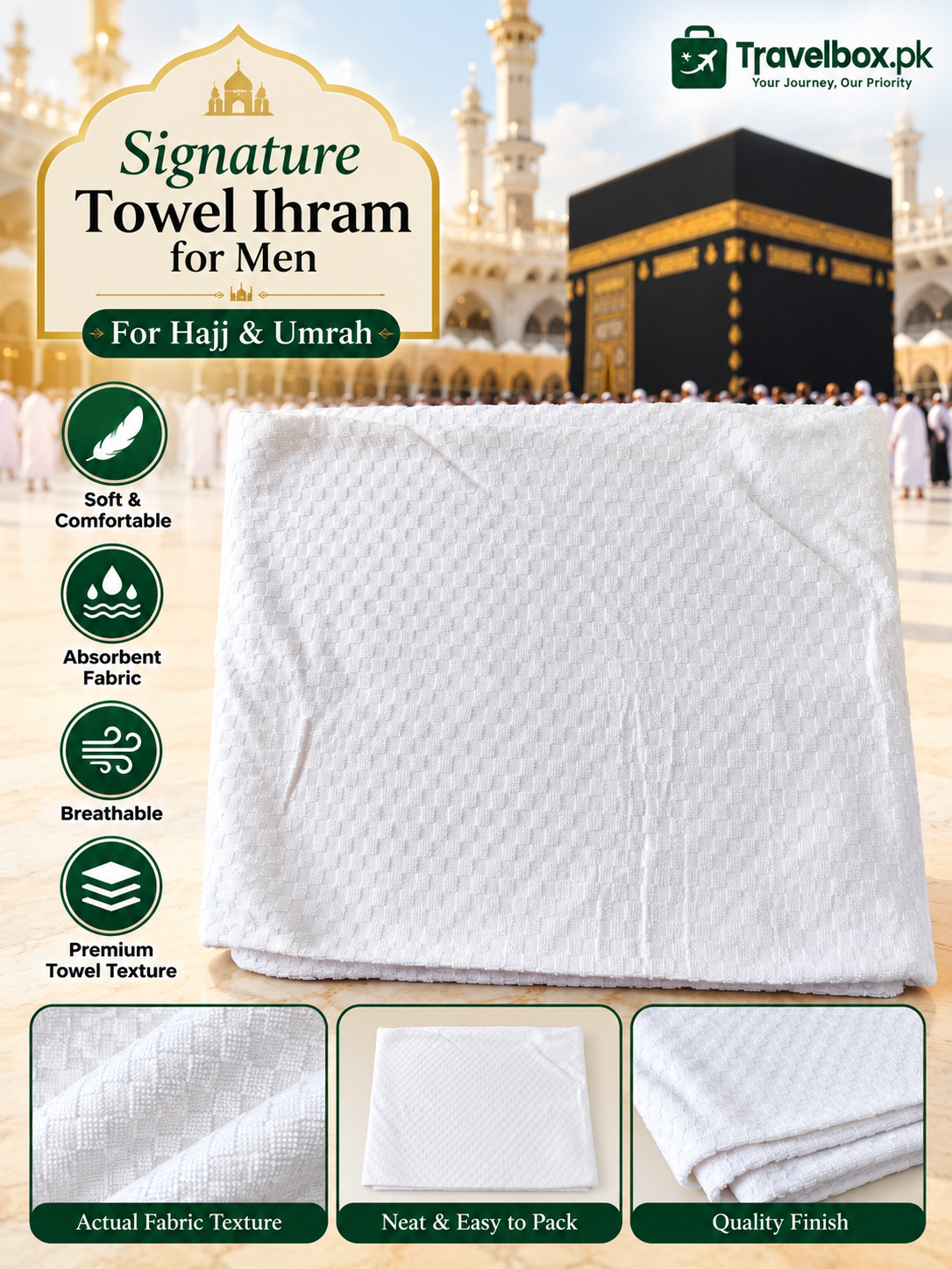 Signature Towel Ihram for Men – Premium Ihram for Hajj & Umrah